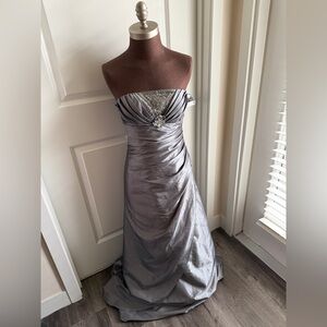 Elegant Silver Evening Gown